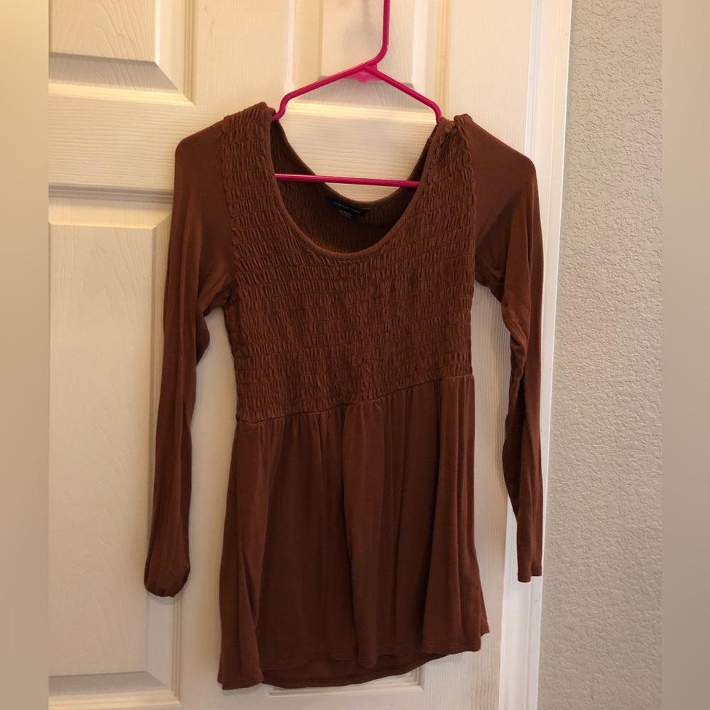 American Eagle Burnt Orange Long Sleeve Top